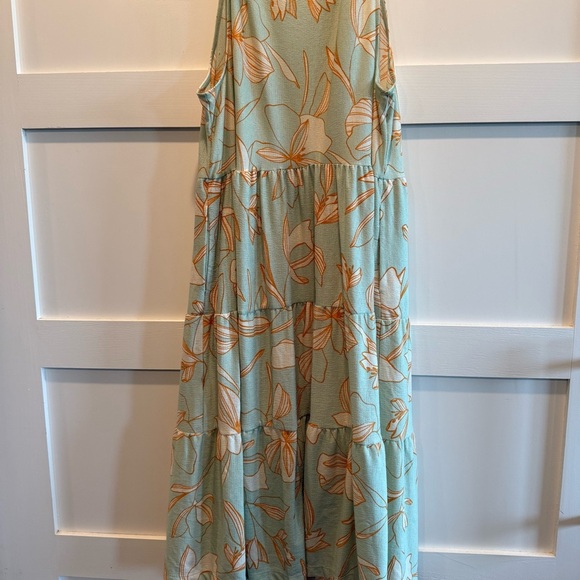 Elegant Floral Midi Dress - Blue and Orange - Picture 5 of 5